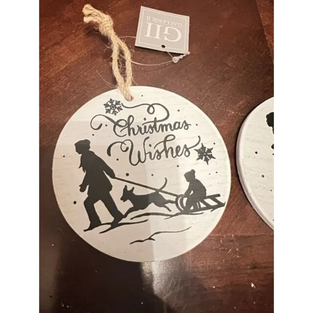 Christmas Wishes Joy to the World Wooden Ornaments‎ rustic holiday decor